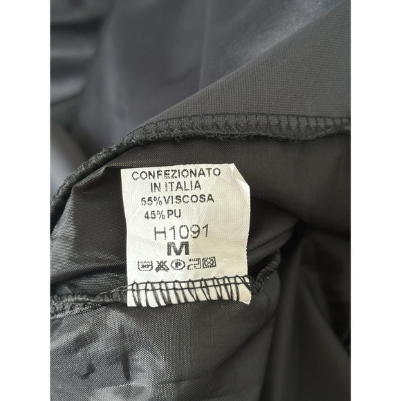 Made in Italy Women's M Black Tiered Maxi Faux Leather Skirt Boho Ruffle Overlay - Picture 3 of 6